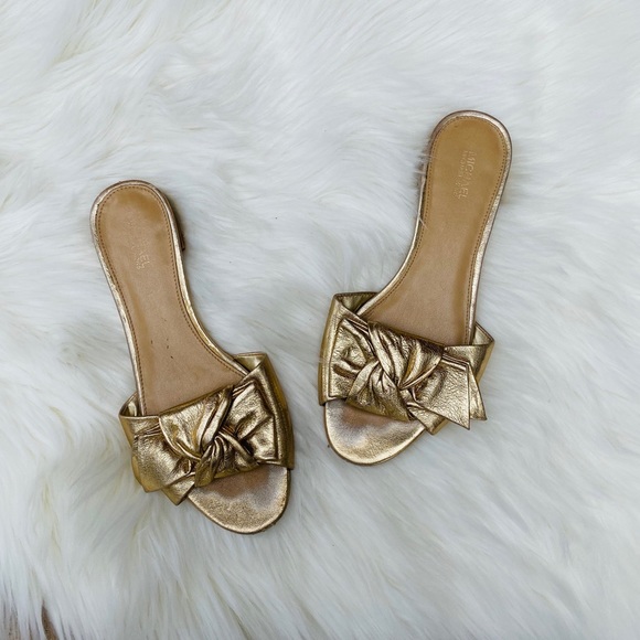 MICHAEL Michael Kors Shoes - B2G2 Gold Michael Kors Willa slide bow sandal